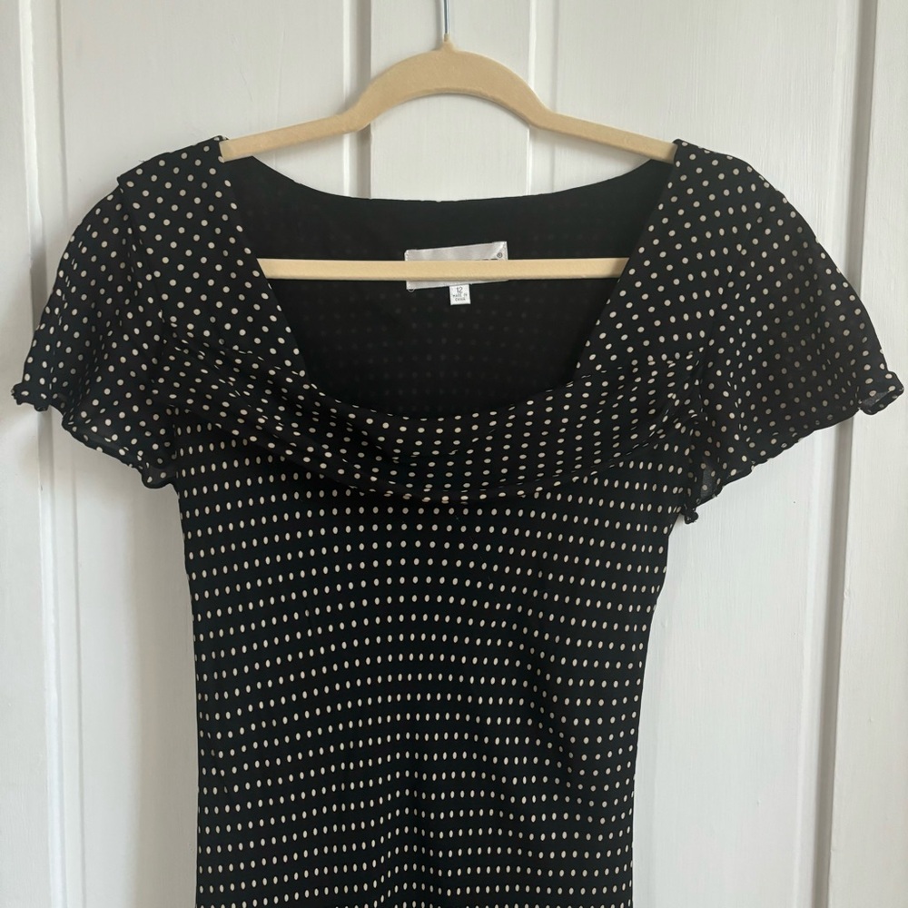 Donna Ricco Black and White Polka Dot Midi Dress